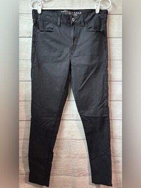 American Eagle women’s hi-rise jegging jeans, blk/dark gray, size 10